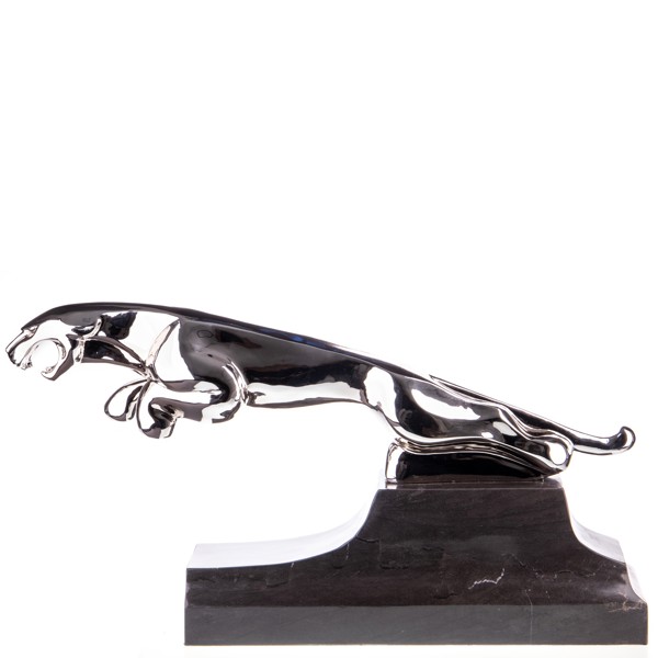 Ugró jaguár krómozott bronz szobor, Atr Deco képe